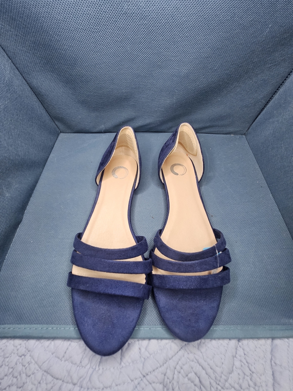 Women’s Navy Blue Strappy D'Orsay Flats by